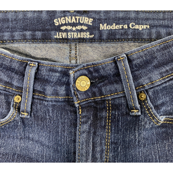 Levi Strauss Signature Modern Capri Jeans Womens Size 6 Dark Wash Denim Stretch - Picture 3 of 12